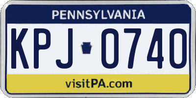 PA license plate KPJ0740