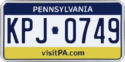 PA license plate KPJ0749