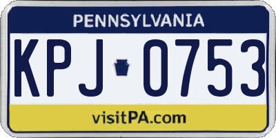 PA license plate KPJ0753