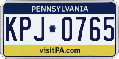 PA license plate KPJ0765