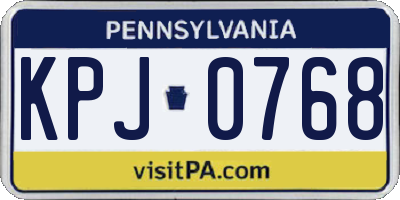 PA license plate KPJ0768
