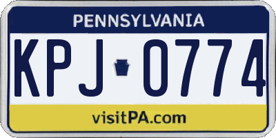 PA license plate KPJ0774