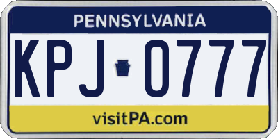 PA license plate KPJ0777