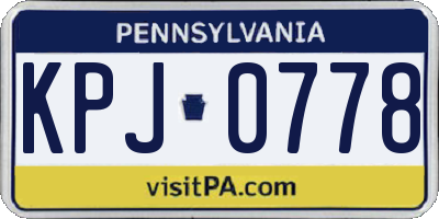 PA license plate KPJ0778