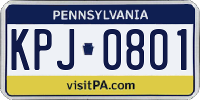 PA license plate KPJ0801