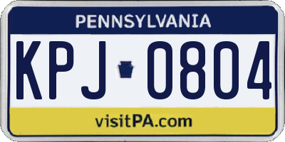 PA license plate KPJ0804