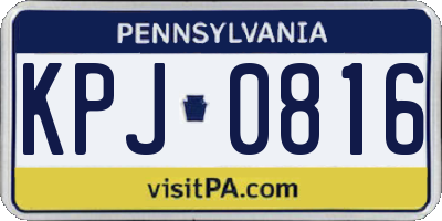 PA license plate KPJ0816