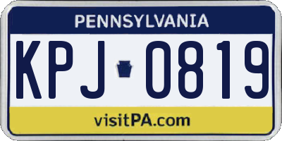 PA license plate KPJ0819