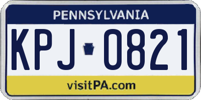PA license plate KPJ0821