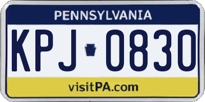 PA license plate KPJ0830