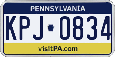 PA license plate KPJ0834