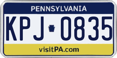 PA license plate KPJ0835