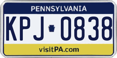 PA license plate KPJ0838
