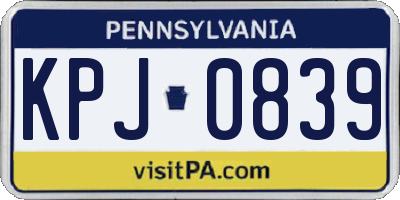 PA license plate KPJ0839