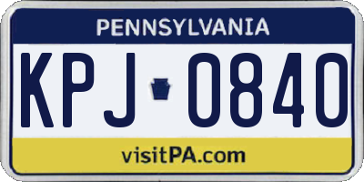 PA license plate KPJ0840