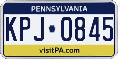 PA license plate KPJ0845