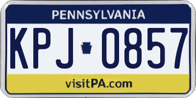 PA license plate KPJ0857