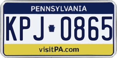 PA license plate KPJ0865