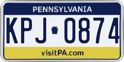 PA license plate KPJ0874