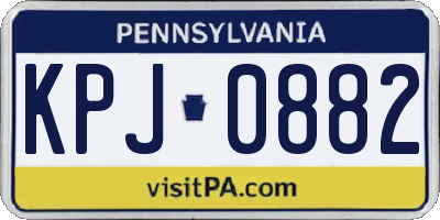 PA license plate KPJ0882