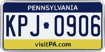 PA license plate KPJ0906