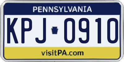 PA license plate KPJ0910
