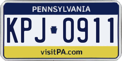 PA license plate KPJ0911