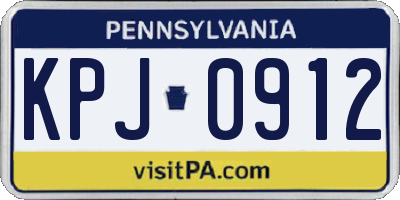PA license plate KPJ0912