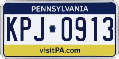 PA license plate KPJ0913
