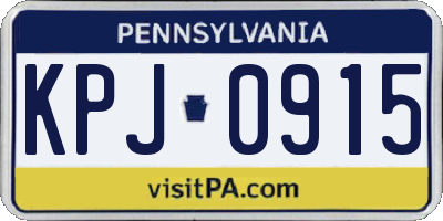 PA license plate KPJ0915