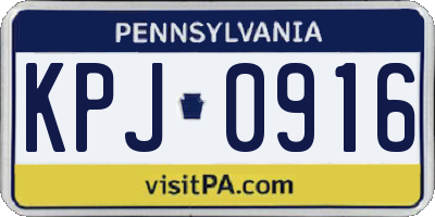 PA license plate KPJ0916