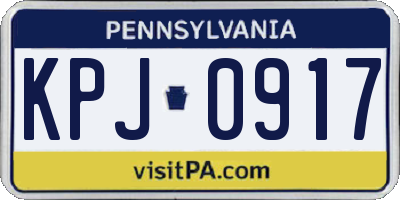 PA license plate KPJ0917