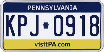 PA license plate KPJ0918