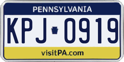 PA license plate KPJ0919