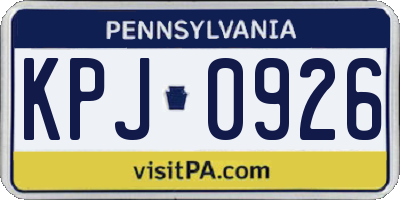 PA license plate KPJ0926