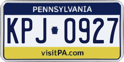 PA license plate KPJ0927