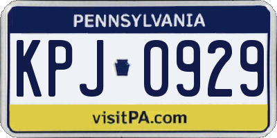 PA license plate KPJ0929
