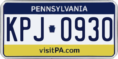 PA license plate KPJ0930
