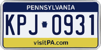 PA license plate KPJ0931