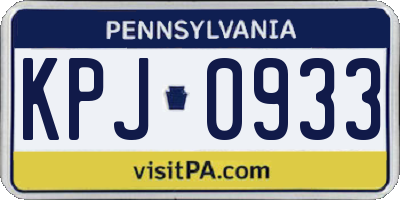 PA license plate KPJ0933