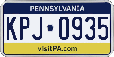 PA license plate KPJ0935