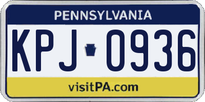 PA license plate KPJ0936