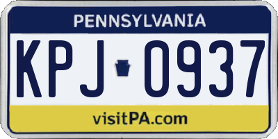 PA license plate KPJ0937