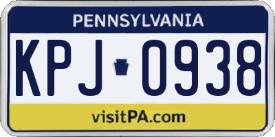 PA license plate KPJ0938