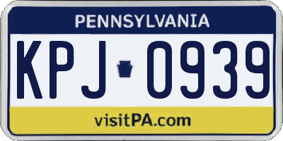 PA license plate KPJ0939