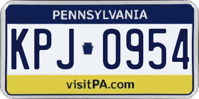 PA license plate KPJ0954