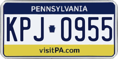 PA license plate KPJ0955