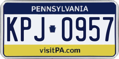 PA license plate KPJ0957