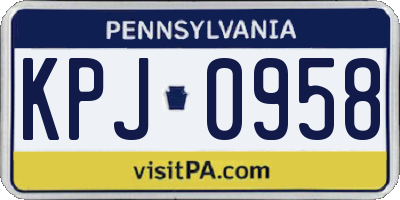 PA license plate KPJ0958