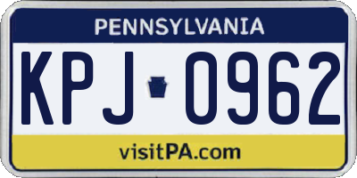 PA license plate KPJ0962